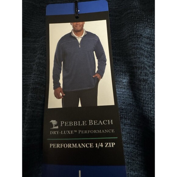 Pebble Beach Mens Large Blue Dry-Luxe Performance 1/4 Zip Shirt Pull Over New - Picture 5 of 10